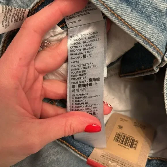 Levi’s Womens High Rise Wedgie Straight Leg Raw Hem Denim Blue Jeans - Picture 11 of 12